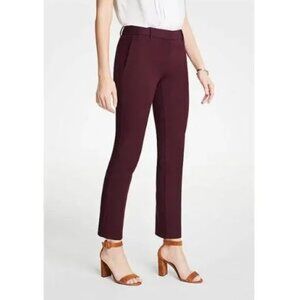 Ann Taylor The Devin Fit Burgundy Straight Leg Ankle Pants Size 4P